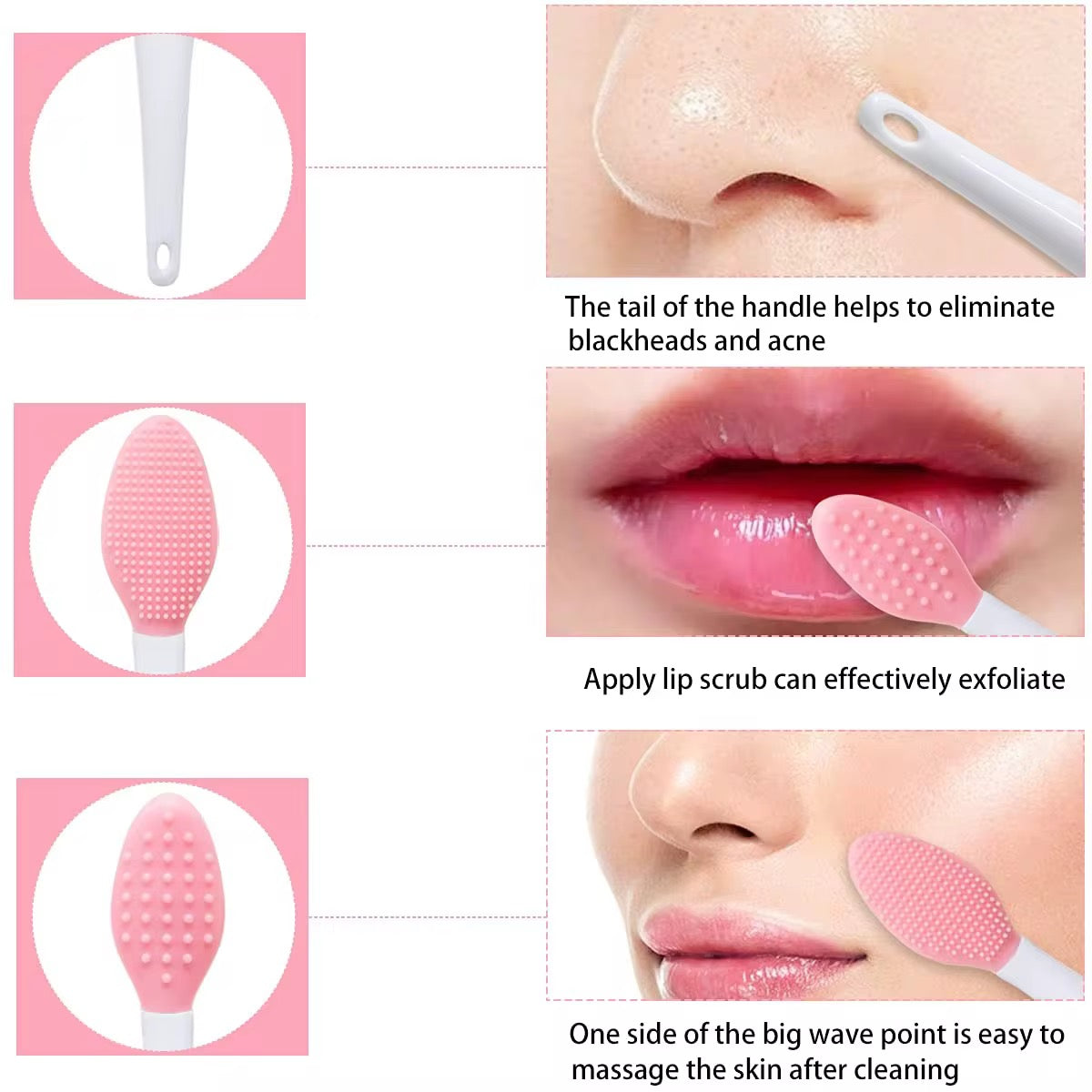 Double-Sided Soft Silicone Lip Scrub Brush