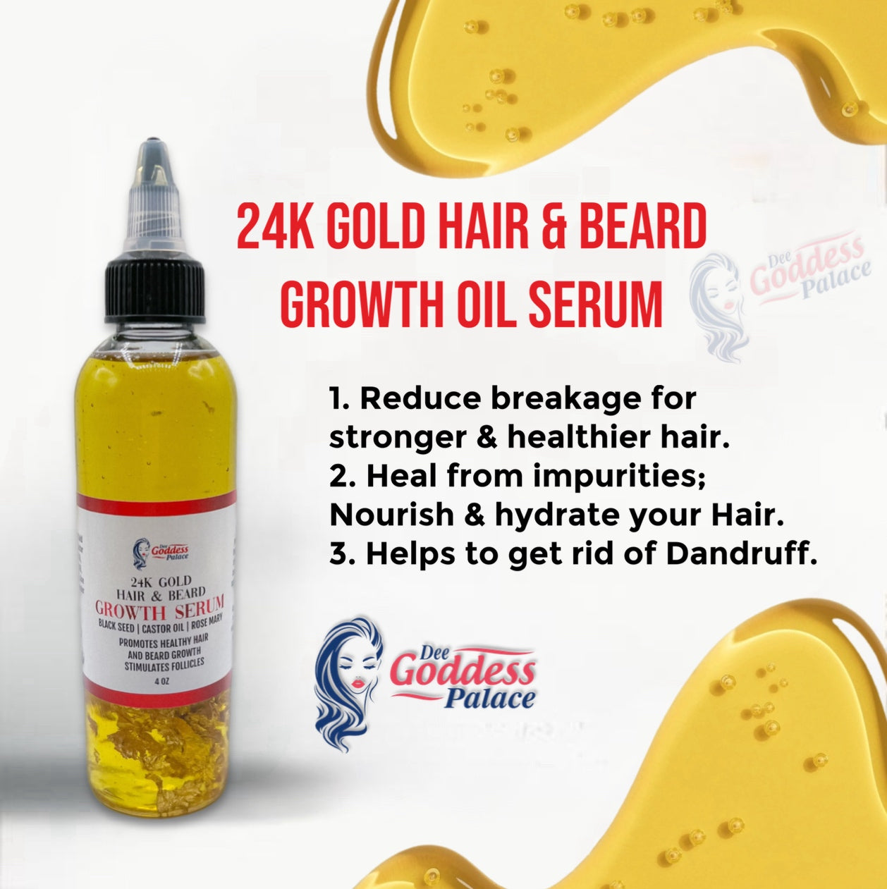 24K Gold Hair & Beard Growth Oil Serum